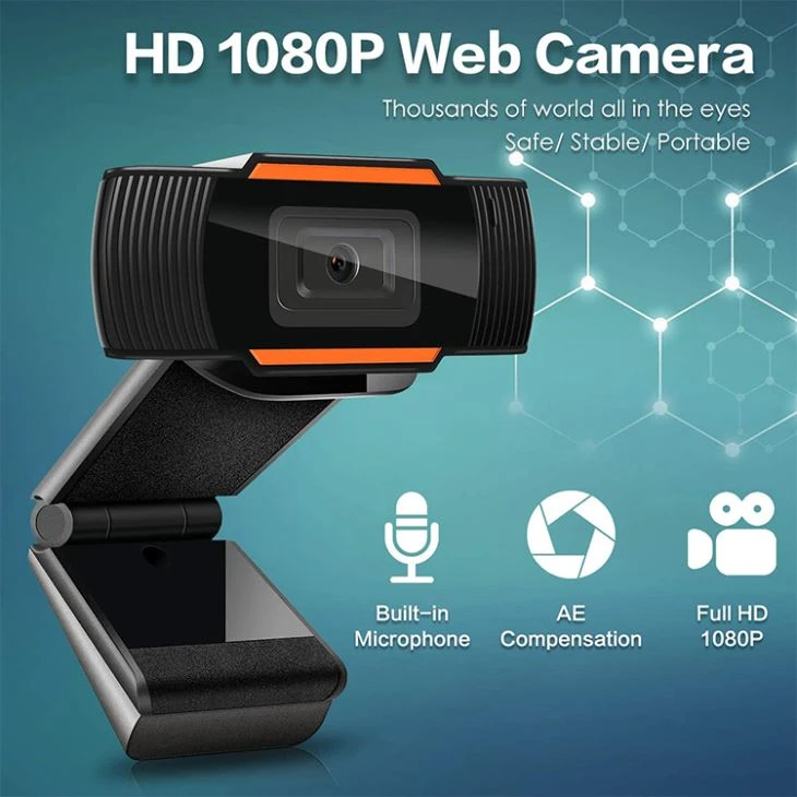 110 Degrees Wide-Angle 30fps HD 1080P Webcam USB Computer Camera